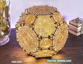 Hexahedron Sphere Tea light Lamp Candle holder Plywood table lamp laser cut files | SVG, DXF, AI |#134| VectorPort
