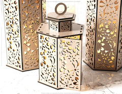 Wooden Wedding Decoration Lantern Laser Cut Centerpiece Night Light Lampshade Table Candle Holder SVG |#U134|