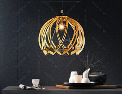 Wood Modern Hanging Round chandelier lamp shade Pendant light template svg laser cut plywood| SVG, DXF, AI |#135| VectorPort