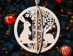 New Year 2023 Tree Bauble Wood 3D Laser Cut Christmas Ball Ornament Round Set Tree Decorations laser cut SVG Glowforge |#U136| VectorPort