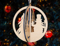 New Year 2023 Tree Bauble Wood 3D Laser Cut Christmas Ball Ornament Round Set Tree Decorations laser cut SVG Glowforge |#U136|