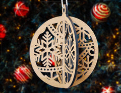 New Year 2023 Tree Bauble Wood 3D Laser Cut Christmas Ball Ornament Round Set Tree Decorations laser cut SVG Glowforge |#U136|