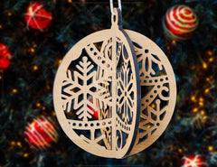New Year 2023 Tree Bauble Wood 3D Laser Cut Christmas Ball Ornament Round Set Tree Decorations laser cut SVG Glowforge |#U136| VectorPort