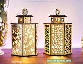 Wooden Decorative Lantern Laser Cut Heart shape Night Light 3D Laser Cutting opener Lampshade Table Candle Holder | SVG, DXF, AI |#137|
