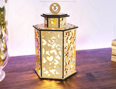 Wooden Decorative Lantern Laser Cut Heart shape Night Light 3D Laser Cutting opener Lampshade Table Candle Holder | SVG, DXF, AI |#137|