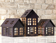 Tea Light Houses Lantern Candle Light Holder Laser Cut 3 different size Lamp wood Votive Gift SVG |#U137|