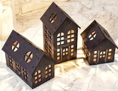 Tea Light Houses Lantern Candle Light Holder Laser Cut 3 different size Lamp wood Votive Gift SVG |#U137| VectorPort