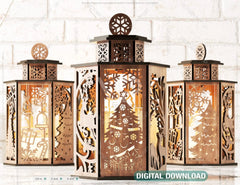 Christmas Lamp Night Light Deer Lantern Decoration Centerpiece Lampshade Table Candle Holder SVG |#U138| VectorPort