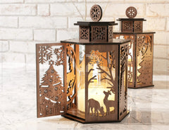 Christmas Lamp Night Light Deer Lantern Decoration Centerpiece Lampshade Table Candle Holder SVG |#U138| VectorPort