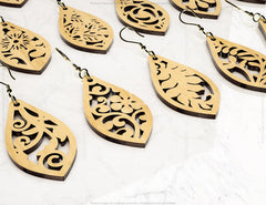 Earrings bundle Laser Cut tear drop templates for Women Jewelry Wooden 24 style templates Pendants | SVG, DXF, AI |#138| VectorPort