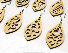 Earrings bundle Laser Cut tear drop templates for Women Jewelry Wooden 24 style templates Pendants | SVG, DXF, AI |#138| VectorPort