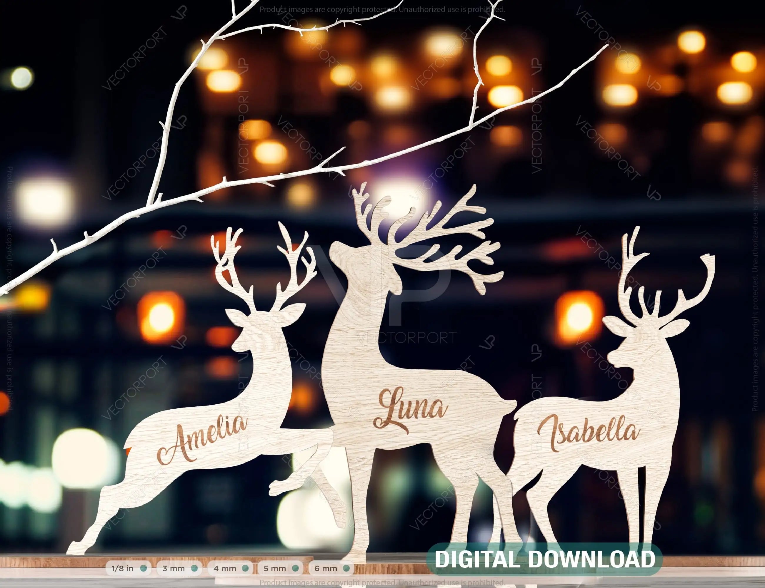 Christmas Personalized Standing Reindeer decorations Place Your text Deer Table Customizable Decor SVG |#U139| VectorPort
