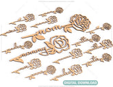 Mother's Day Personalized Roses Laser Cut Art Acrylic wood Flower in different languages | SVG, DXF |#139| VectorPort