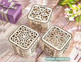 Floral Design Decorative Wooden Gift box laser cut jeweler case Wedding Love vector model Glowforge cut file |#U140| VectorPort