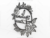 Personalized Flower Frame Monogram Decorative Name Sign Metal Wall Art Hanging Outdoor Plaque Laser Cut | SVG, DXF |#140| VectorPort