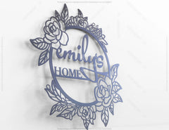 Personalized Flower Frame Monogram Decorative Name Sign Metal Wall Art Hanging Outdoor Plaque Laser Cut | SVG, DXF |#140| VectorPort