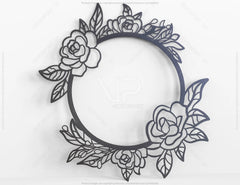 Personalized Flower Frame Monogram Decorative Name Sign Metal Wall Art Hanging Outdoor Plaque Laser Cut | SVG, DXF |#140| VectorPort
