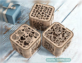 Heart Leaves Decorative Wooden Gift box laser cut jeweler case Wedding Love vector model Glowforge cut file |#U141| VectorPort