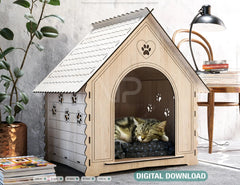 Cute Cat House Laser cut vector plans Pet House SVG files Instant download cnc template laser cut | SVG, DXF |#141| VectorPort
