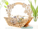 Decorative Laser Cut Wooden Easter Basket Laser cut Egg Bowl SVG files cnc template laser cut | SVG, DXF |#142|