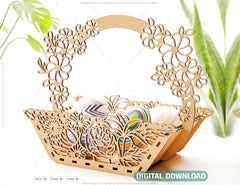 Decorative Laser Cut Wooden Easter Basket Laser cut Egg Bowl SVG files cnc template laser cut | SVG, DXF |#142| VectorPort