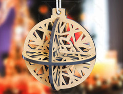 New Year 2023 Tree Bauble Wood 3D Laser Cut Christmas Ball Ornament Round Set Tree Decorations laser cut SVG Glowforge |#U142| VectorPort