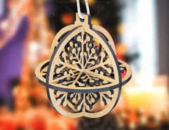 New Year 2023 Tree Bauble Wood 3D Laser Cut Christmas Ball Ornament Round Set Tree Decorations laser cut SVG Glowforge |#U142|