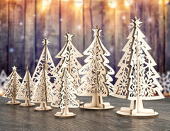 Standing 2023 New Year Christmas Trees Laser cut Snowflake SVG Craft templates Cricut Glowforge | SVG |#U143| VectorPort