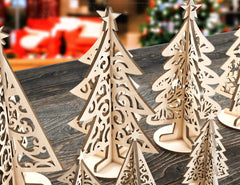 Standing 2023 New Year Christmas Trees Laser cut Snowflake SVG Craft templates Cricut Glowforge | SVG |#U143| VectorPort