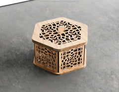 Hexagon Laser Cut Decorative Wooden Gift box Wedding favour laser cut jeweler case | SVG, DXF, AI |#144| VectorPort