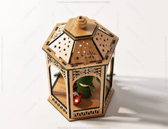Christmas Scene Wooden Diorama Lantern Lamp Night Decoration Lampshade Table Candle Holder Digital Download SVG |#U144|