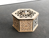 Hexagon Laser Cut Decorative Wooden Gift box Wedding favour laser cut jeweler case | SVG, DXF, AI |#145 |