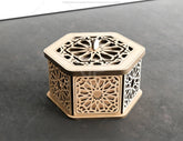 Hexagon Laser Cut Decorative Wooden Gift box Wedding favour laser cut jeweler case | SVG, DXF, AI |#145 | VectorPort