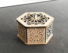 Hexagon Laser Cut Decorative Wooden Gift box Wedding favour laser cut jeweler case | SVG, DXF, AI |#145 | VectorPort