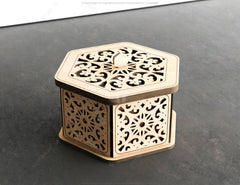 Hexagon Laser Cut Decorative Wooden Gift box Wedding favour laser cut jeweler case | SVG, DXF, AI |#145 | VectorPort