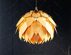 Lotus Shape Hanging Wooden Ceiling Lamp chandelier Pendant light template svg laser cut plywood| SVG, DXF, AI |#147| VectorPort