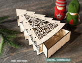 Christmas Tree Decorative Wooden Gift box Tree Shape laser cut jeweler case Digital Download SVG cut file |#U148|