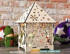 Christmas Candle Holder Decorations Wooden House Laser Cut Night Light Lamp Table Tea light SVG |#U150|
