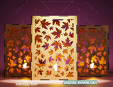 Maple Leaf Candle Holder Laser Cut Lamp wood Tea light Lantern Votive Gift SVG |#151| VectorPort