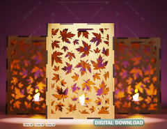 Maple Leaf Candle Holder Laser Cut Lamp wood Tea light Lantern Votive Gift SVG |#151| VectorPort