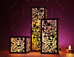 Papercut Floral Lantern Candle Holder SVG Laser Cut Lamp Tea light template Files |#153|
