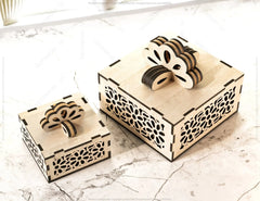 Cute Gift Box with Ribbon Decorative Wooden laser cut jeweler case Wedding Love Ring box vector model Digital Download |#U154| VectorPort