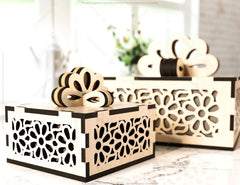 Cute Gift Box with Ribbon Decorative Wooden laser cut jeweler case Wedding Love Ring box vector model Digital Download |#U154| VectorPort