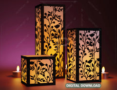 Papercut Floral Lantern Candle Holder SVG Laser Cut Lamp Tea light template Files |#155| VectorPort