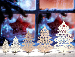 Standing New Year Christmas Trees Laser cut Snowflake SVG Craft templates Digital Downloads | SVG |#U155| VectorPort