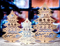 Standing New Year Christmas Trees Laser cut Snowflake SVG Craft templates Digital Downloads | SVG |#U155| VectorPort