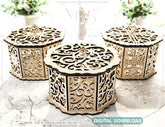 Hexagonal Decorative Wooden Gift box Laser cut jeweler case Favor Box Digital Downloads | SVG |#U156| VectorPort