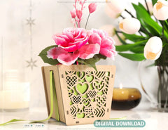 Leaves Box Laser cut Gift box Envelope Home Décor Decorative Wedding Card Box Decoration Wooden Case Invitation Box SVG |#156| VectorPort