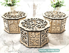 Hexagonal Decorative Wooden Gift box Laser cut jeweler case Favor Box Digital Downloads | SVG |#U156| VectorPort