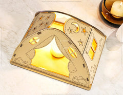 Wooden Tent Shape Laser Cut Night Light Lamp Mdf Laser Cutting Camping Tent Home Lampshade Table Candle Holder Tea light SVG |#158| VectorPort